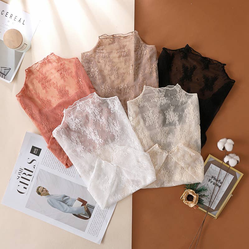 Floral Lace Sheer Mesh Layering see through Top