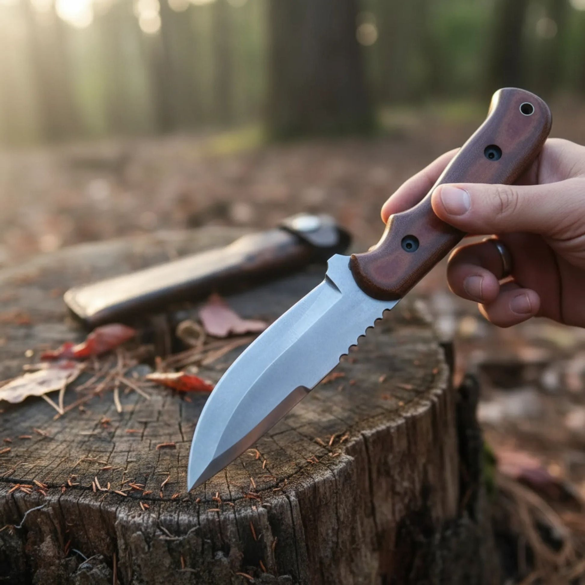 D2 Hunting Knife Blue Creek | Leather Sheath