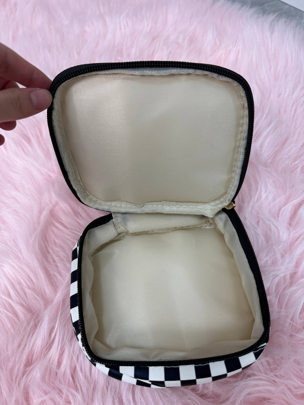 Checkered Makeup Bag