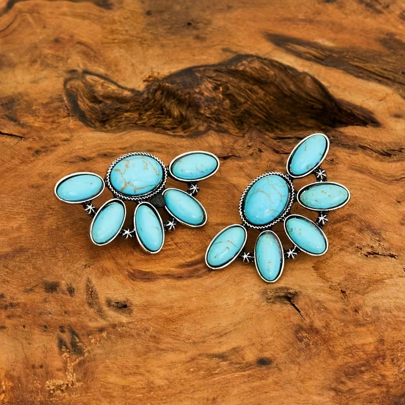 Turquoise Half Blossom Studs