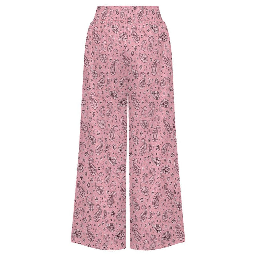Baha Ranch Pale Pink with Gray Paisley Bandana Wide Leg Pants