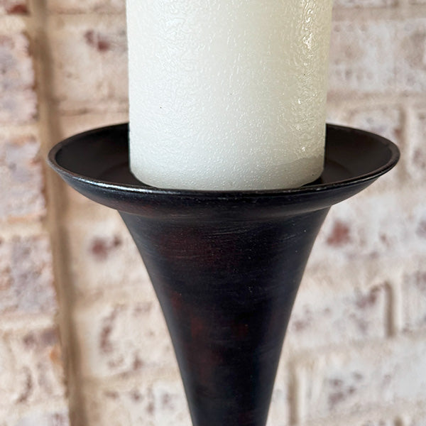 Tall Flared Black Iron Candle Holders, Set of 3