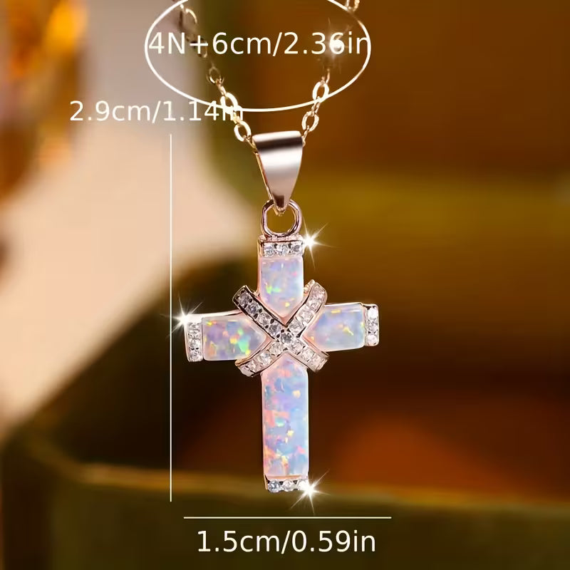 RG/Opal Cross Necklace