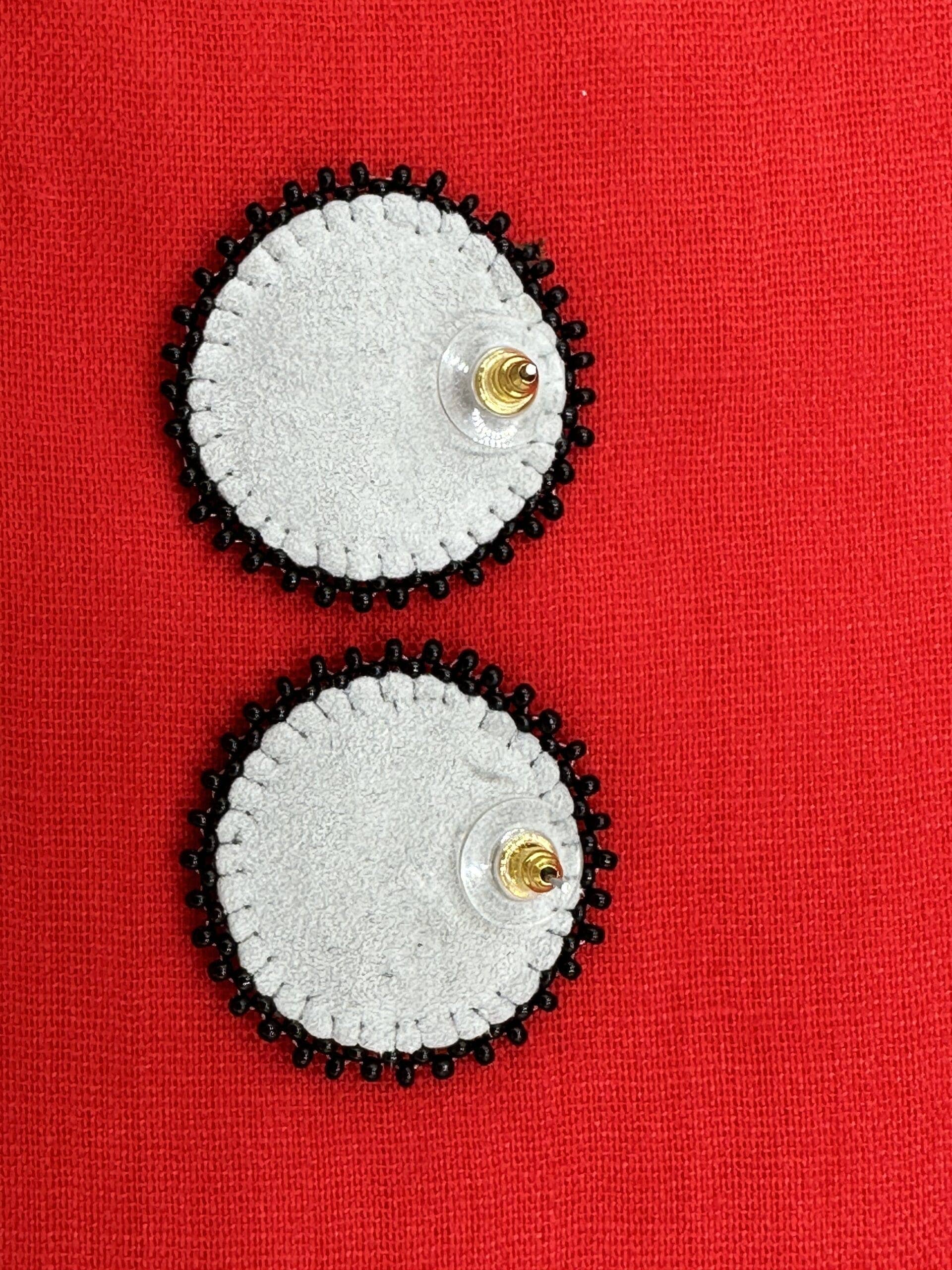 Black/Red Post Earrings