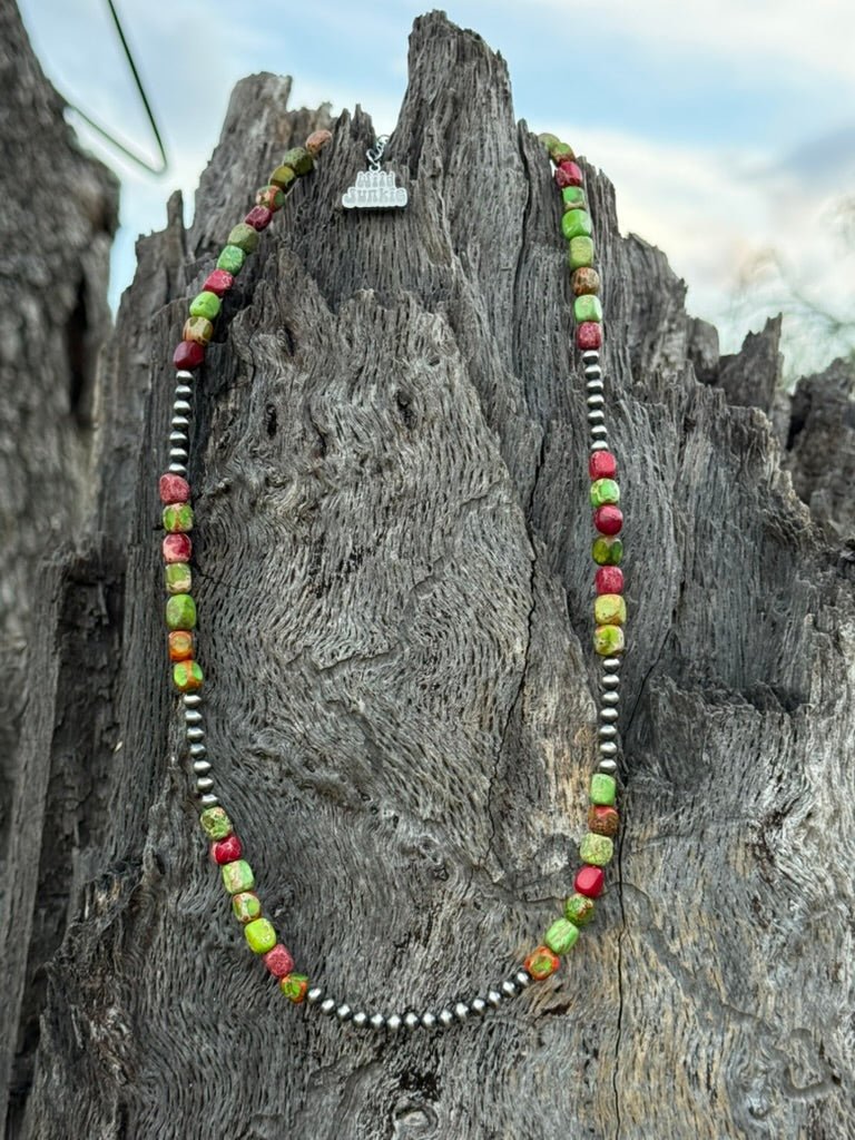 Cherry Limeade Jasper Beaded Necklace