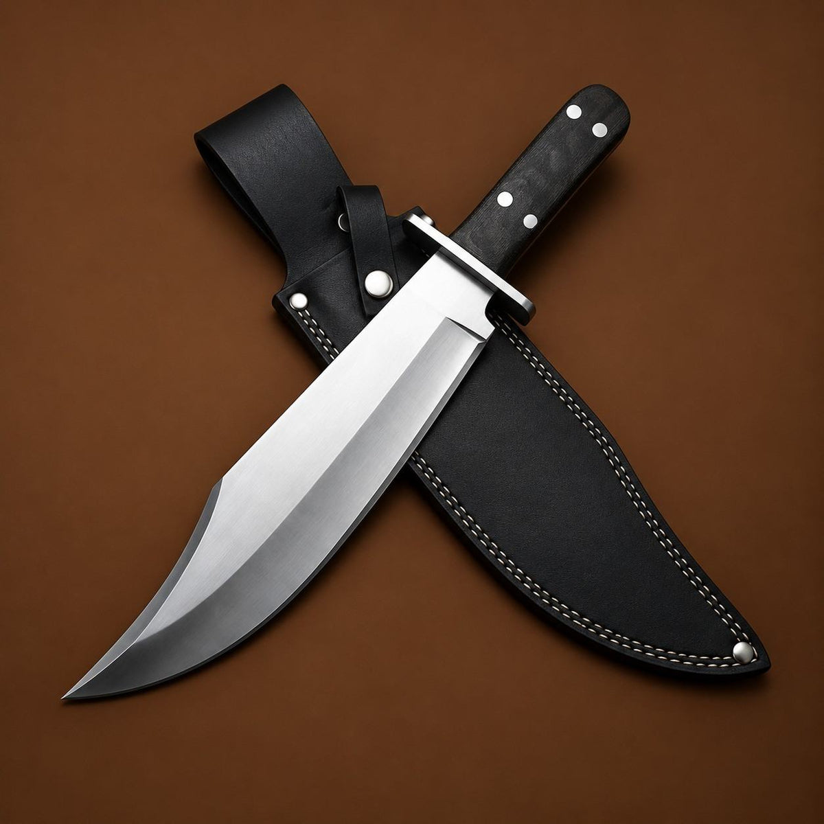Condor Undertaker Bowie Fixed Blade Knife – Stainless Steel Hunting Knife With Leather Sheath