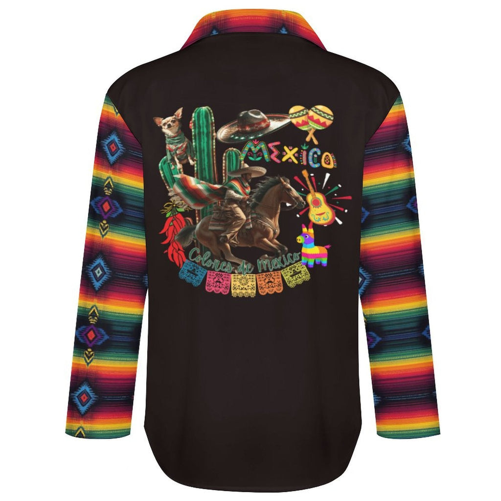 Baha Ranch Colores de Mexico Festival Button Up Blouse