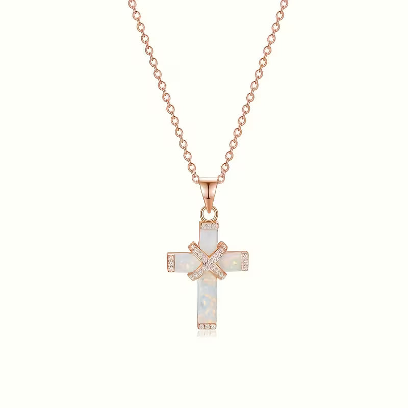 RG/Opal Cross Necklace
