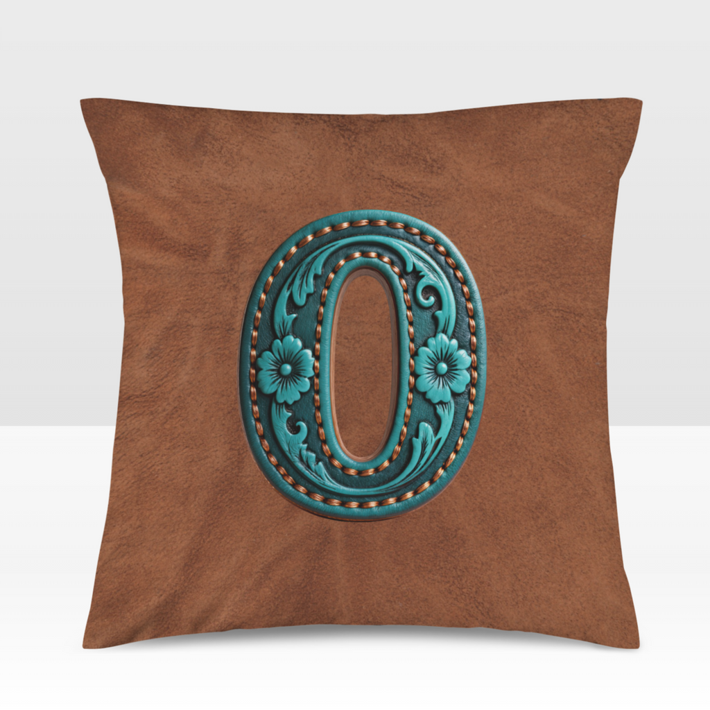Baha Ranch Velvety Soft Western Tooled Initial Personalized Pillow Cover Made in America