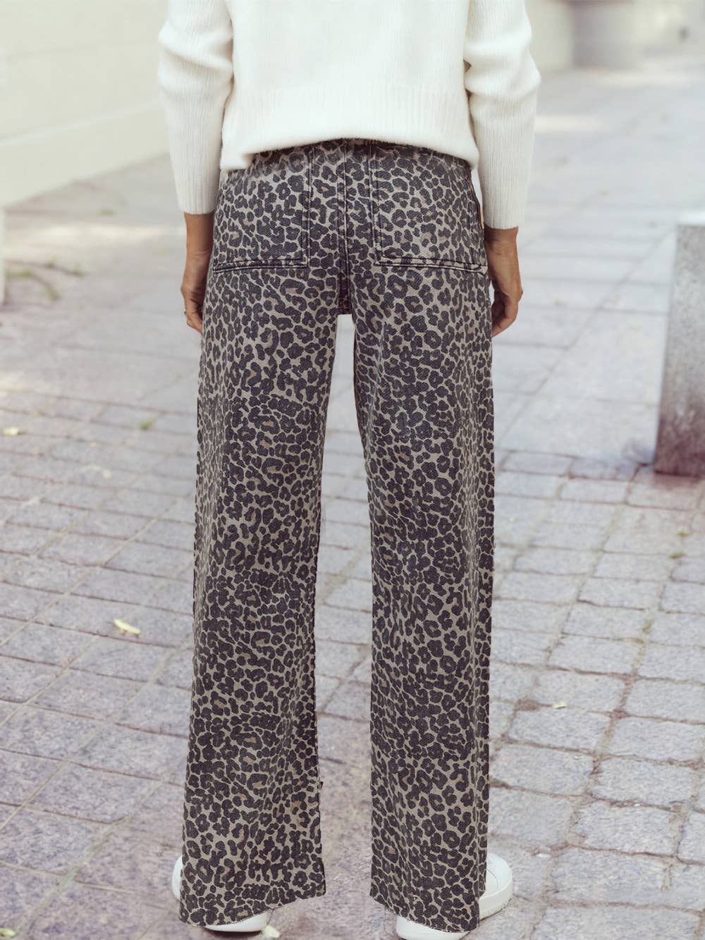 Leopard Print Wide Leg High Waist Jeans