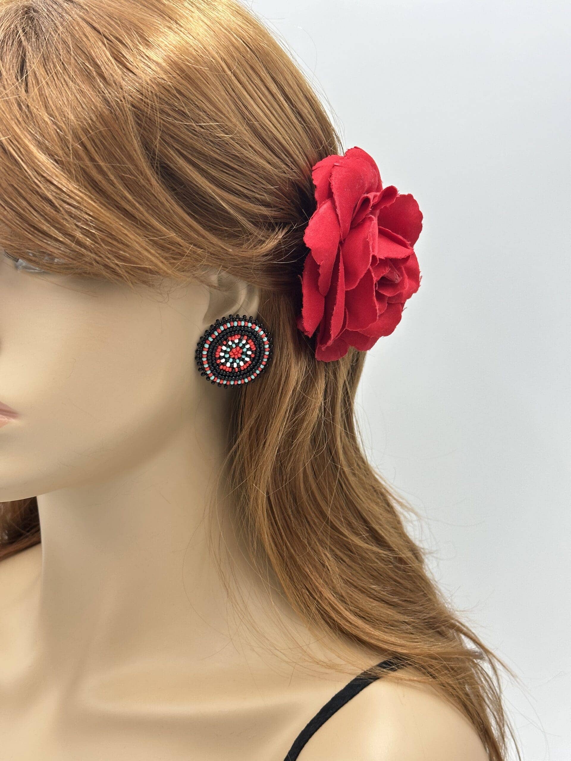 Black/Red Post Earrings