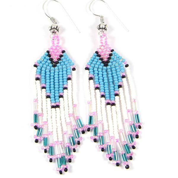Pink/Turq Tassel Earrings