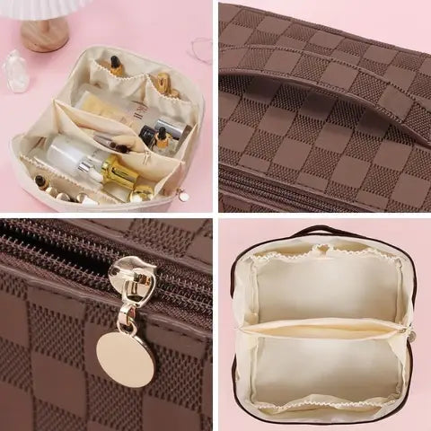 Checkered Multifunctional Cosmetic Bag