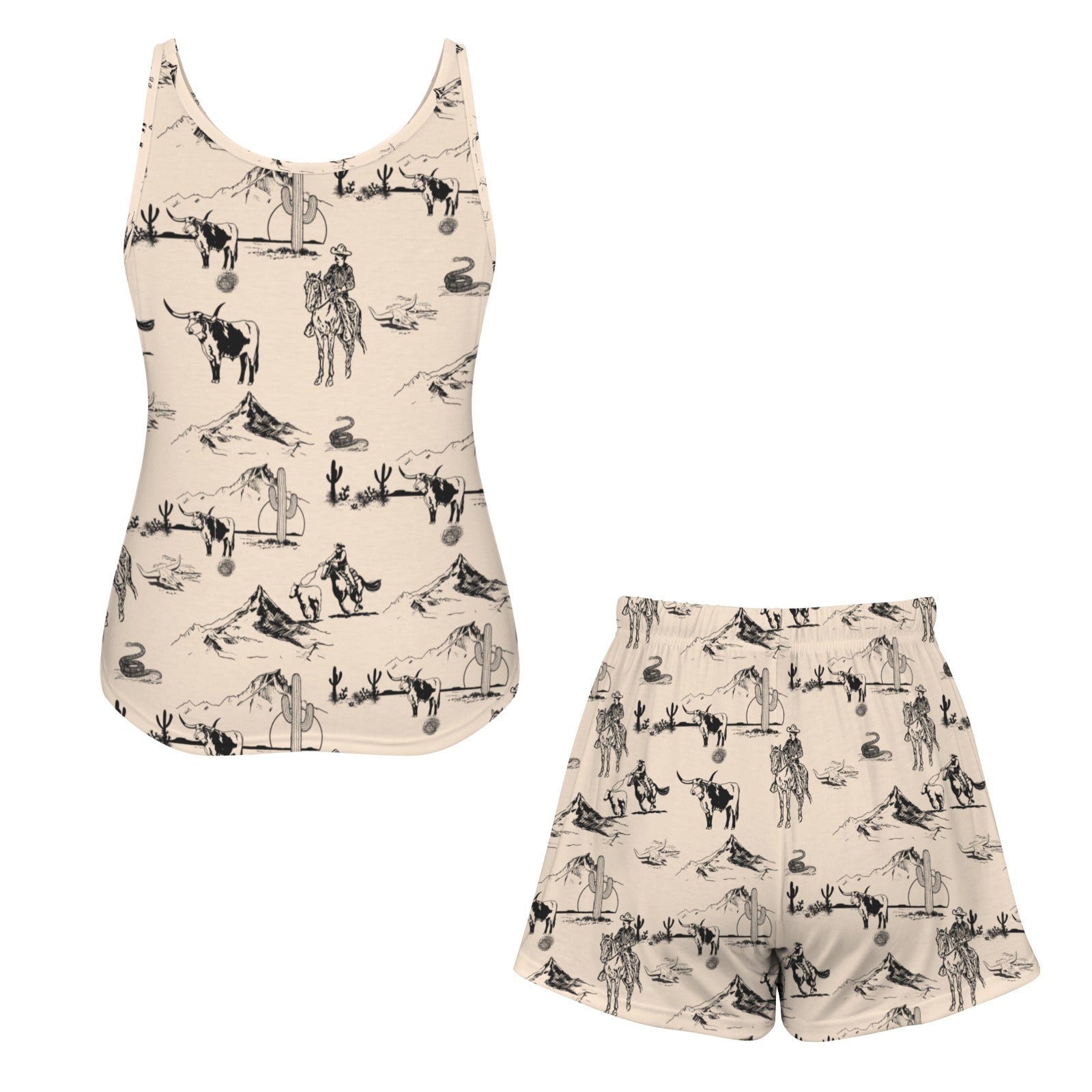 Baha Ranch Ranch Life Tan Pajama Lounge Tank Shorts Set Made in America