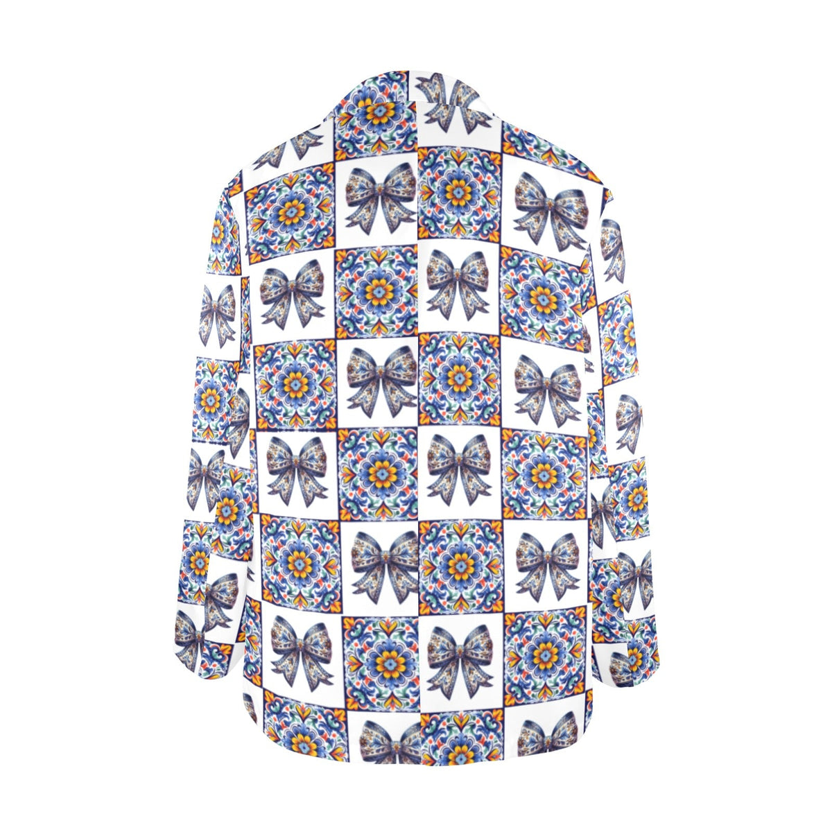 Baha Ranch Blue Bow Talavera Floral Blazer