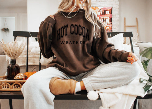 Christmas Hot Cocoa Weather PUFF Gildan Sweathshirt