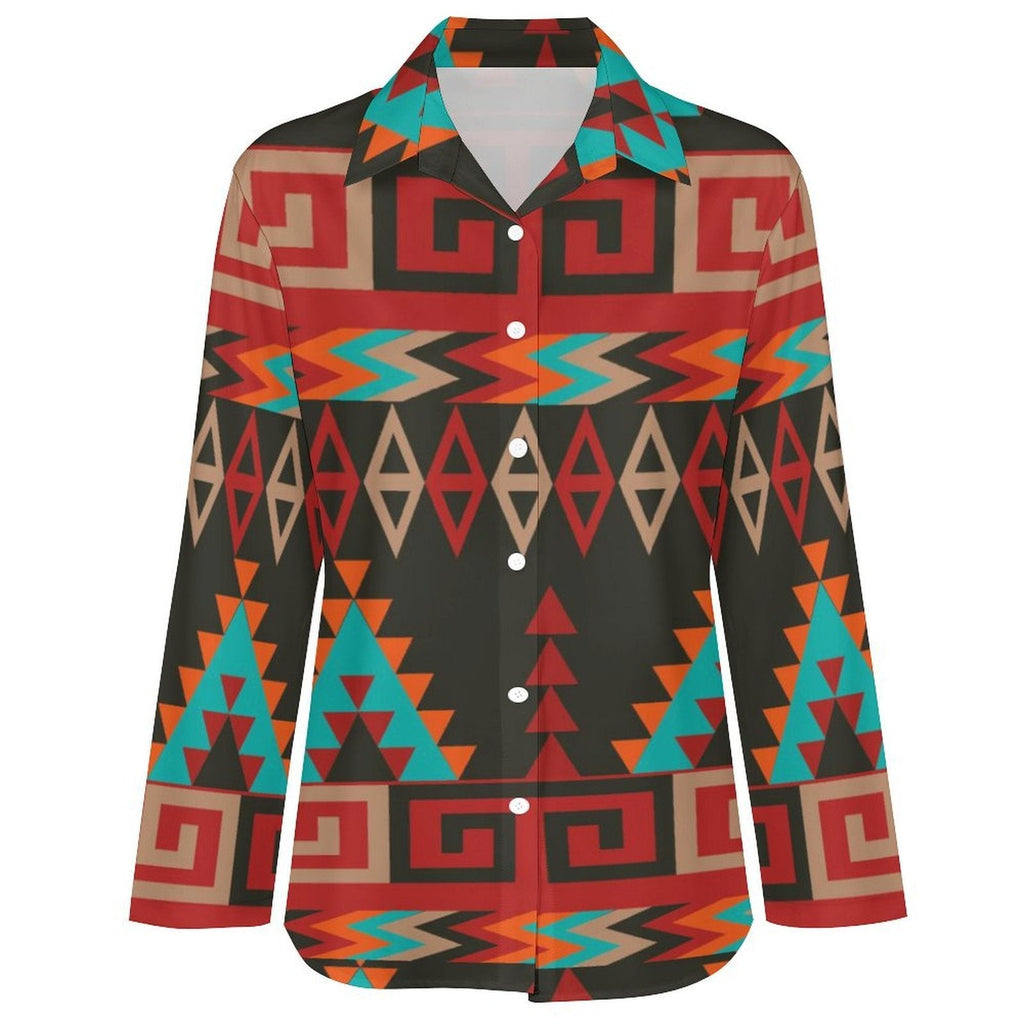 Baha Ranch Santa Fe Aztec Button Up Blouse