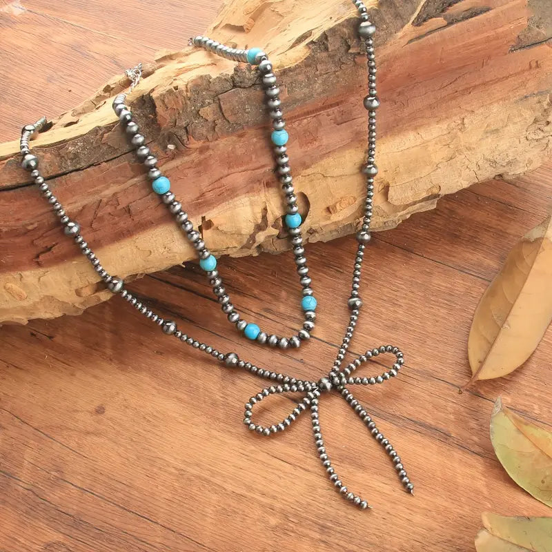 Western/Boho faux fashion pearl necklace