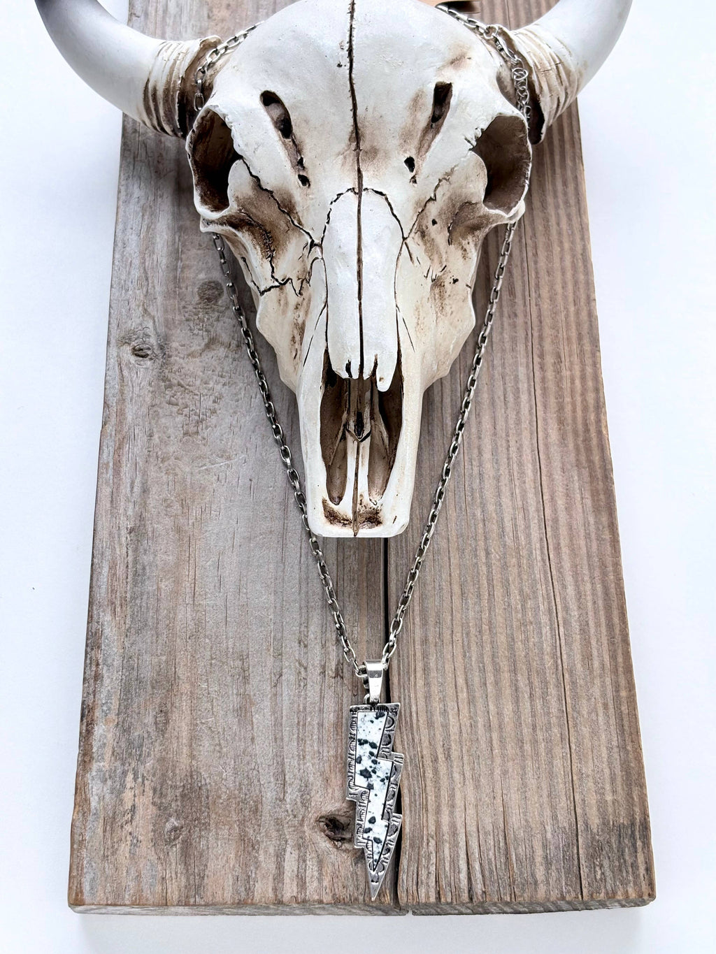 Western Style Turquoise Lighting Bolt Pendant Necklace