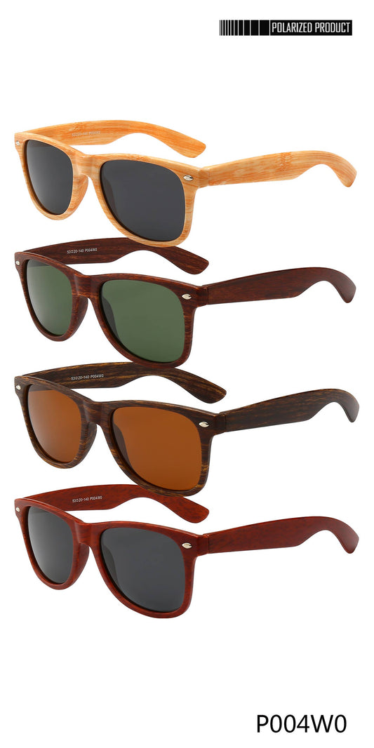 Polarized Wood Prints Square Sunglasses