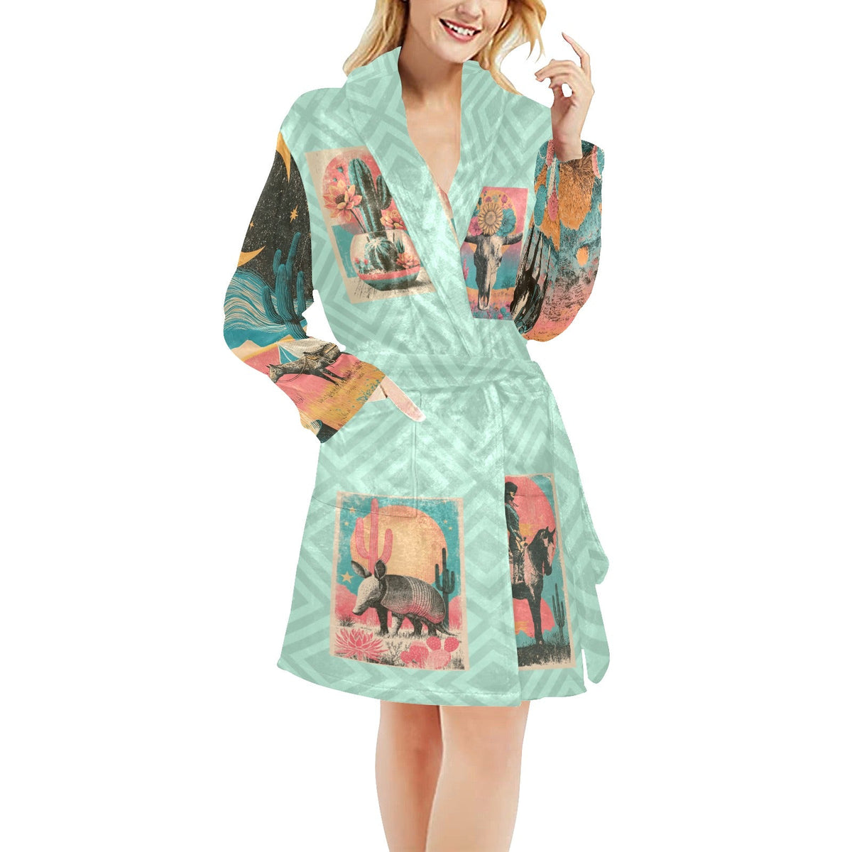 Baha Ranch Honky Tonk Kitsch Cowgal Miky Fleece Plush Robe