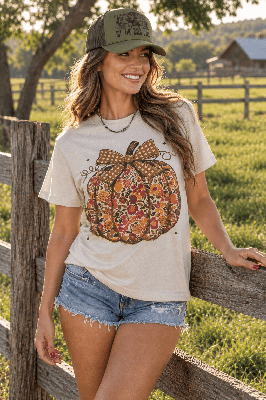 Floral Bow Pumpkin Graphic Tee