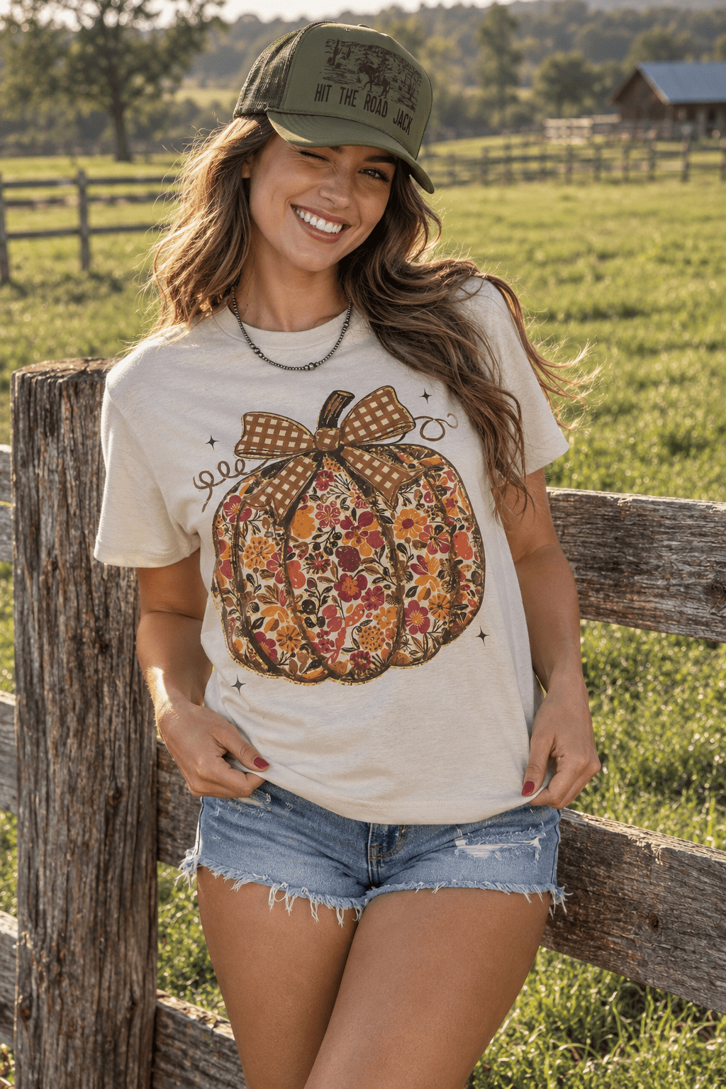 Floral Bow Pumpkin Graphic Tee