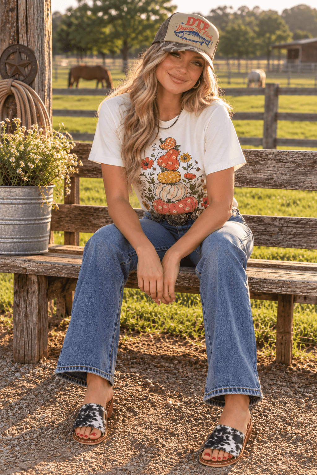 Floral Pumpkin Stack Graphic Tee