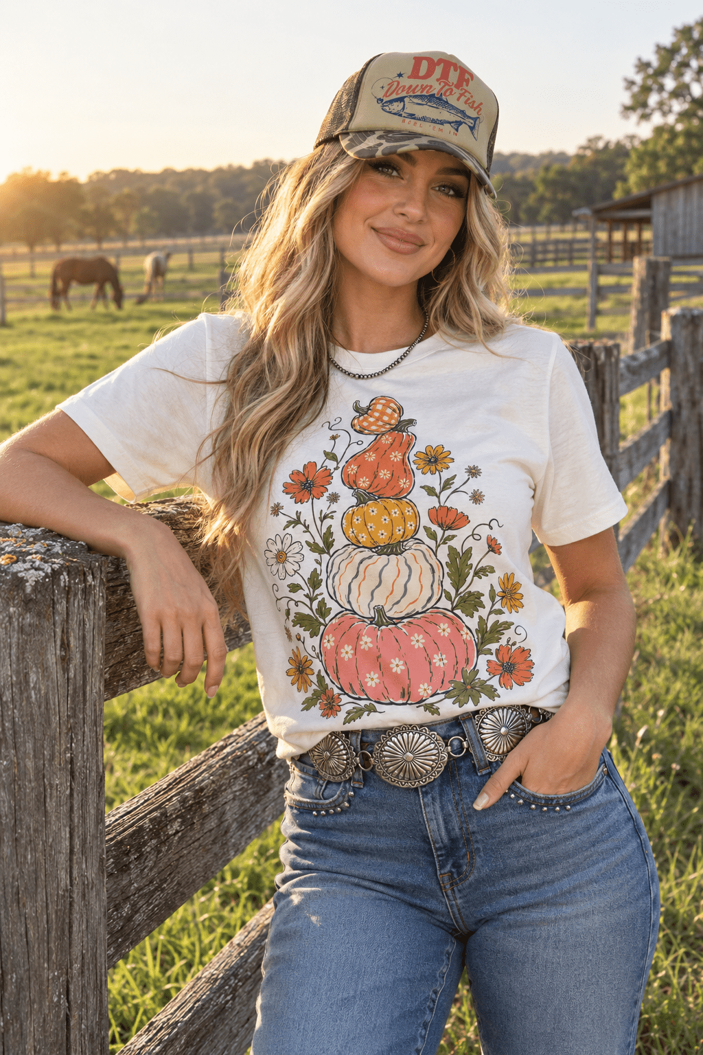 Floral Pumpkin Stack Graphic Tee