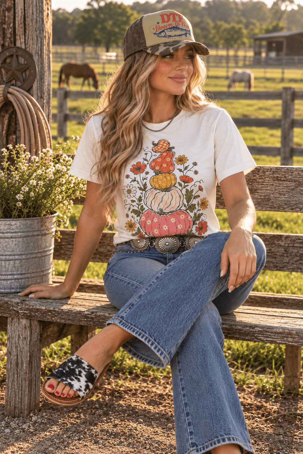 Floral Pumpkin Stack Graphic Tee