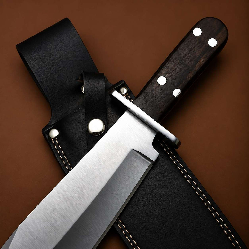 Condor Undertaker Bowie Fixed Blade Knife – Stainless Steel Hunting Knife With Leather Sheath