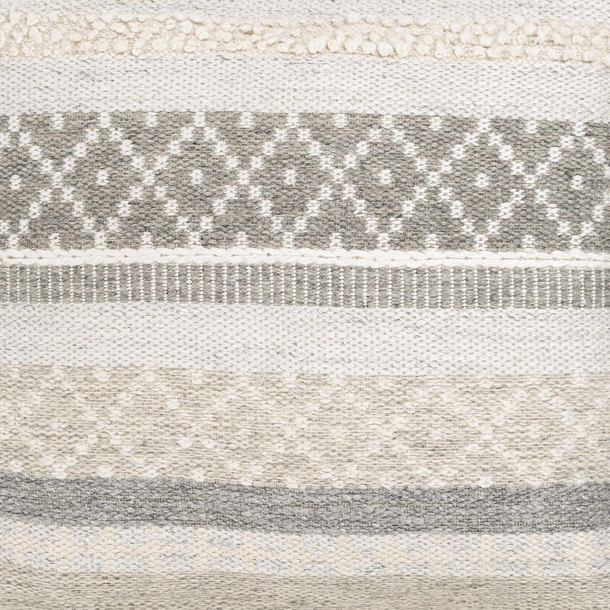 Geyser Woven White Gray Cotton Pouf