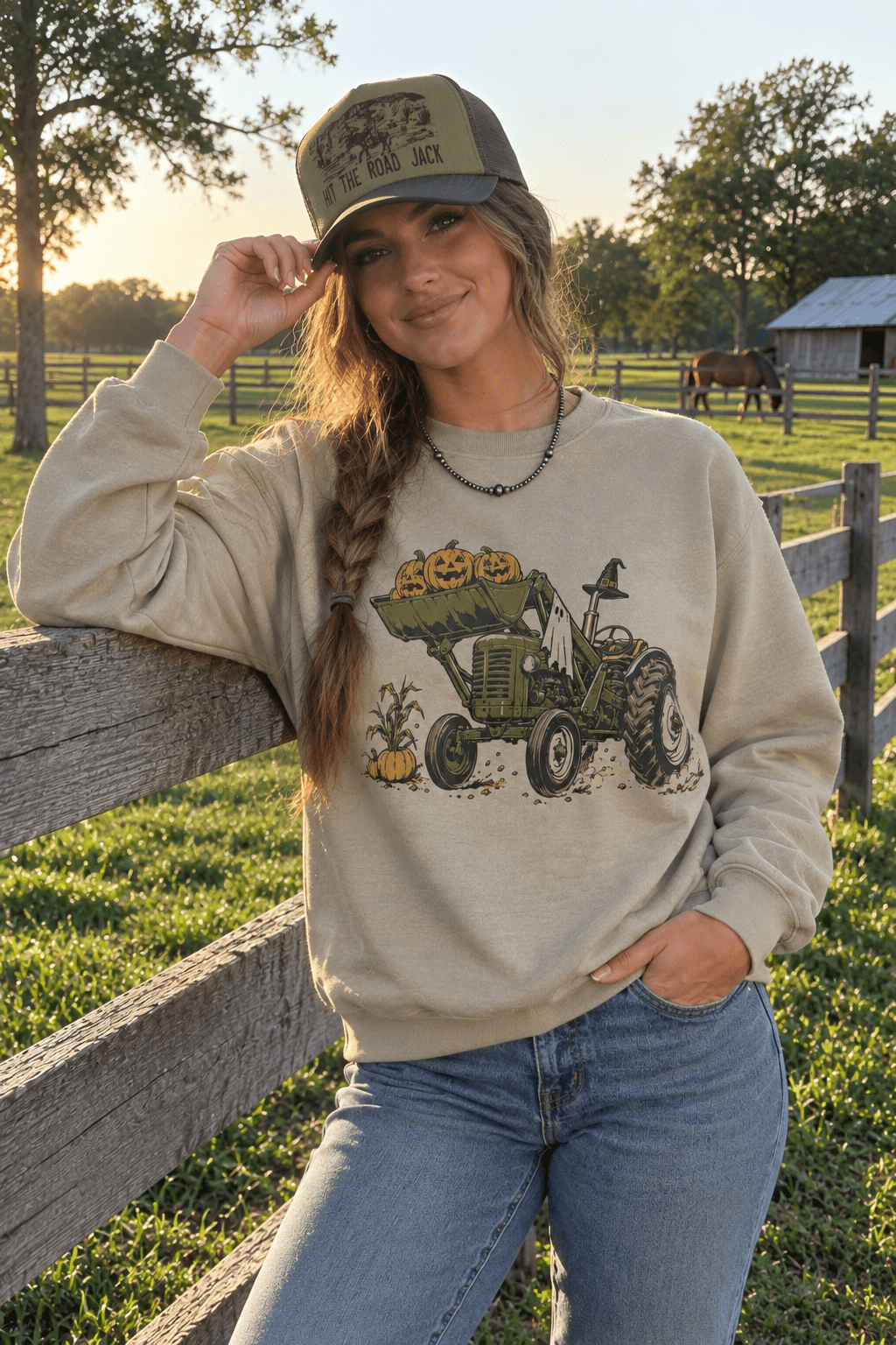 Halloween Tractor Graphic Sweatshirt
