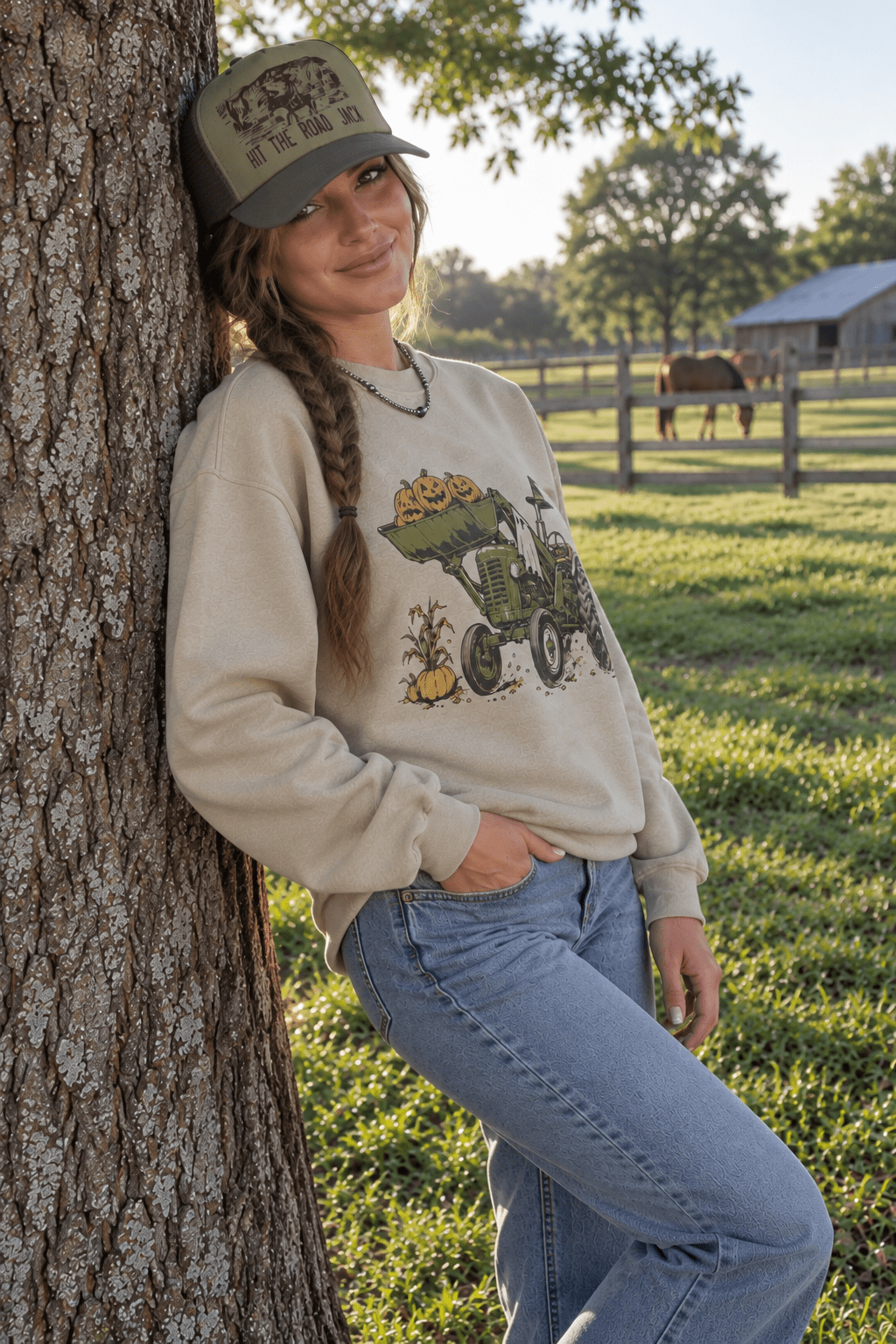 Halloween Tractor Graphic Sweatshirt