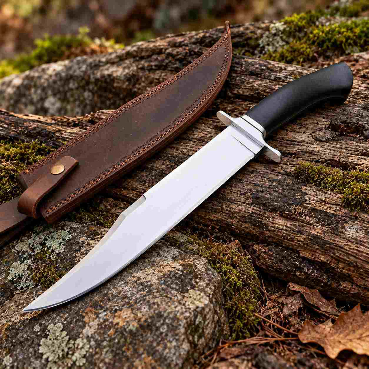 Handcrafted D2 Steel Bowie Knife with Micarta Handle and Leather Sheath