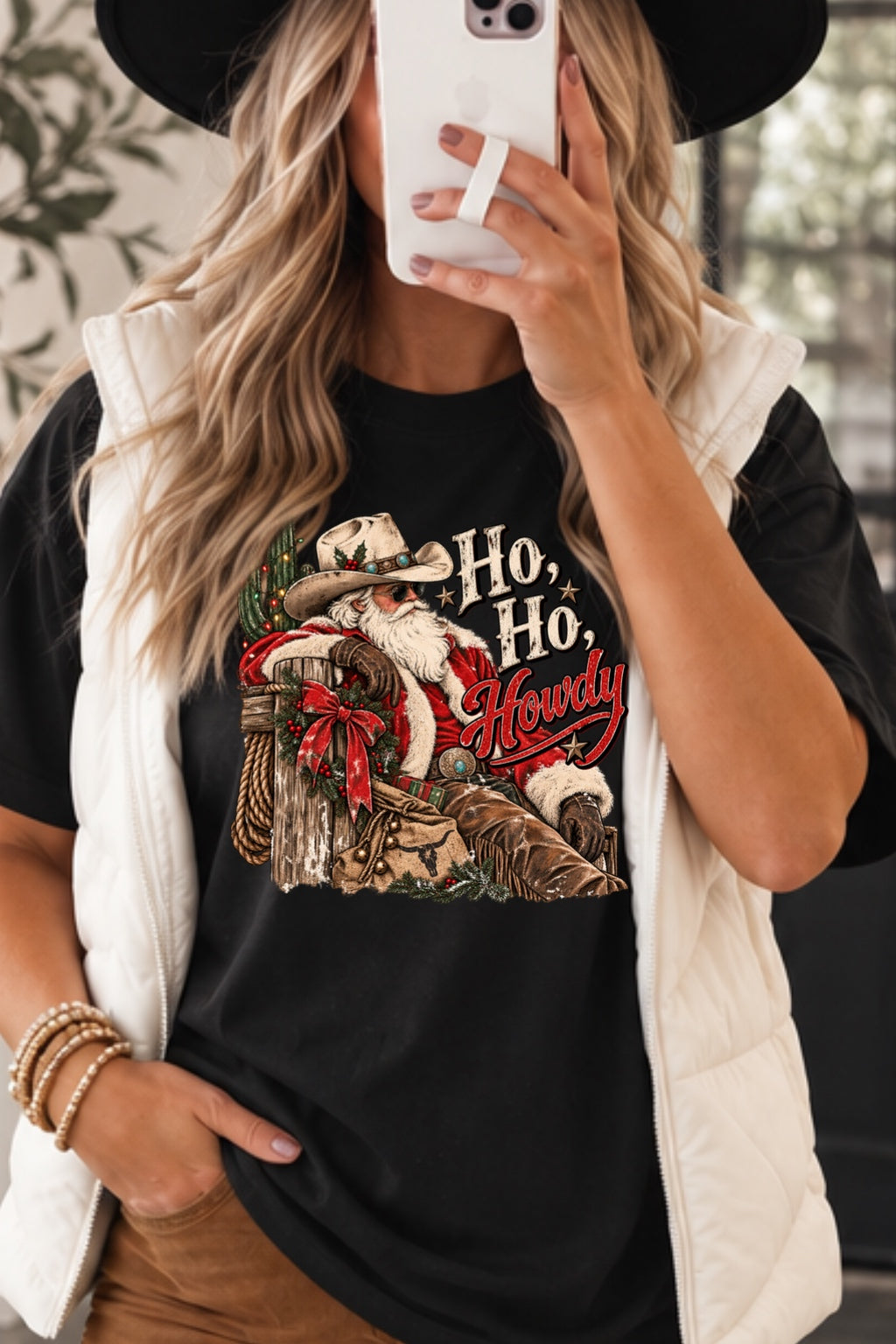 Ho Ho Howdy Western Santa Graphic Shirt