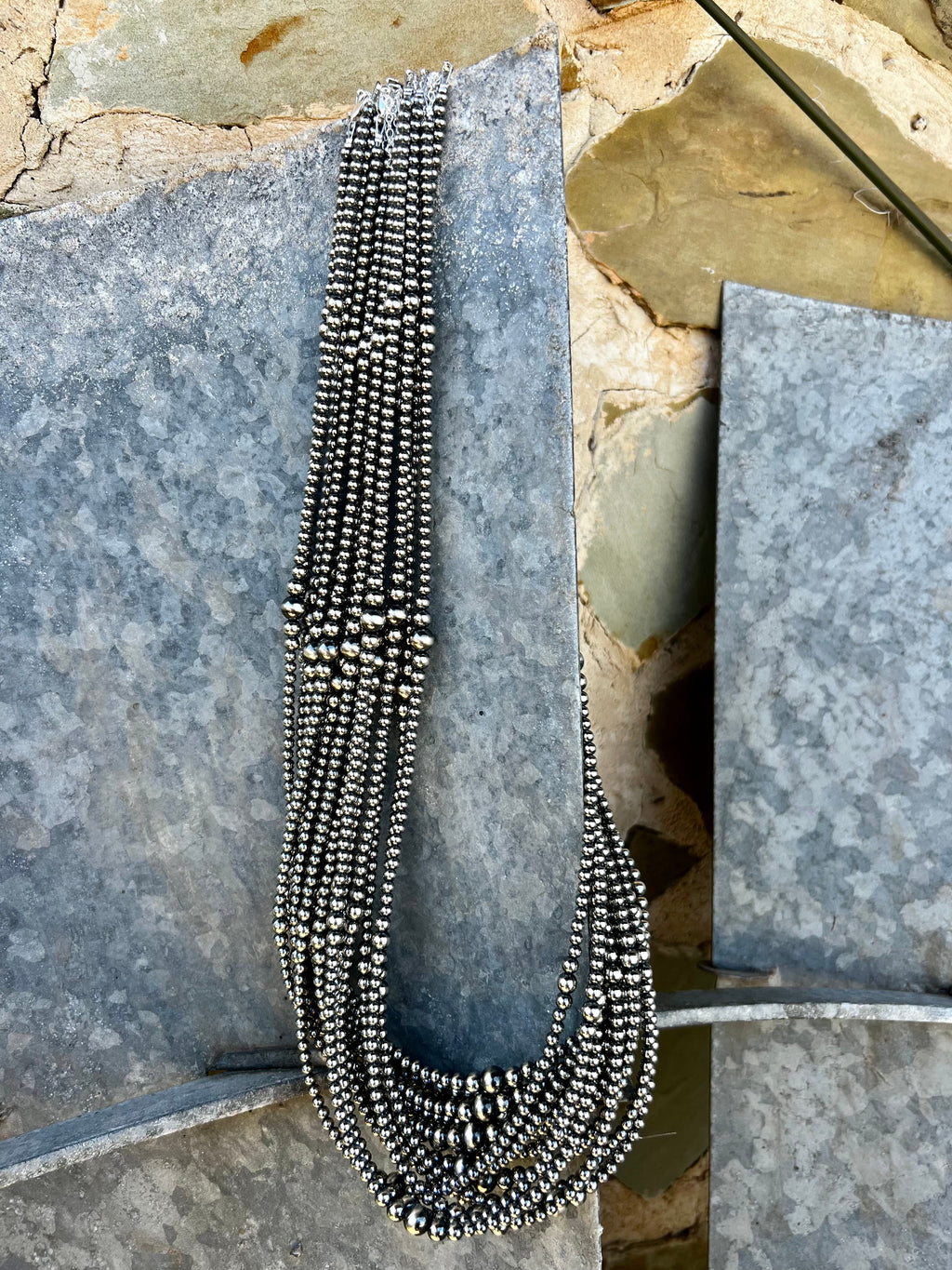 28 inch Sterling Silver Pearls necklace graduated