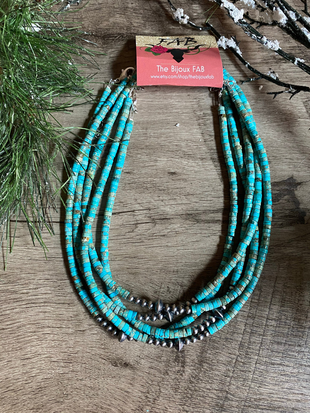 Sterling Silver Pearls and Variscite turquoise Choker - 14 inches