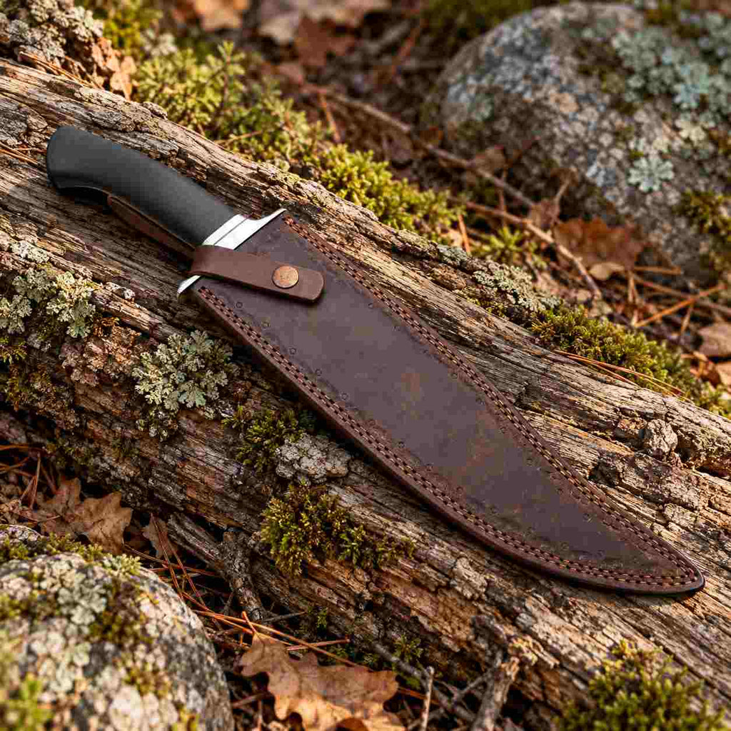 Handcrafted D2 Steel Bowie Knife with Micarta Handle and Leather Sheath