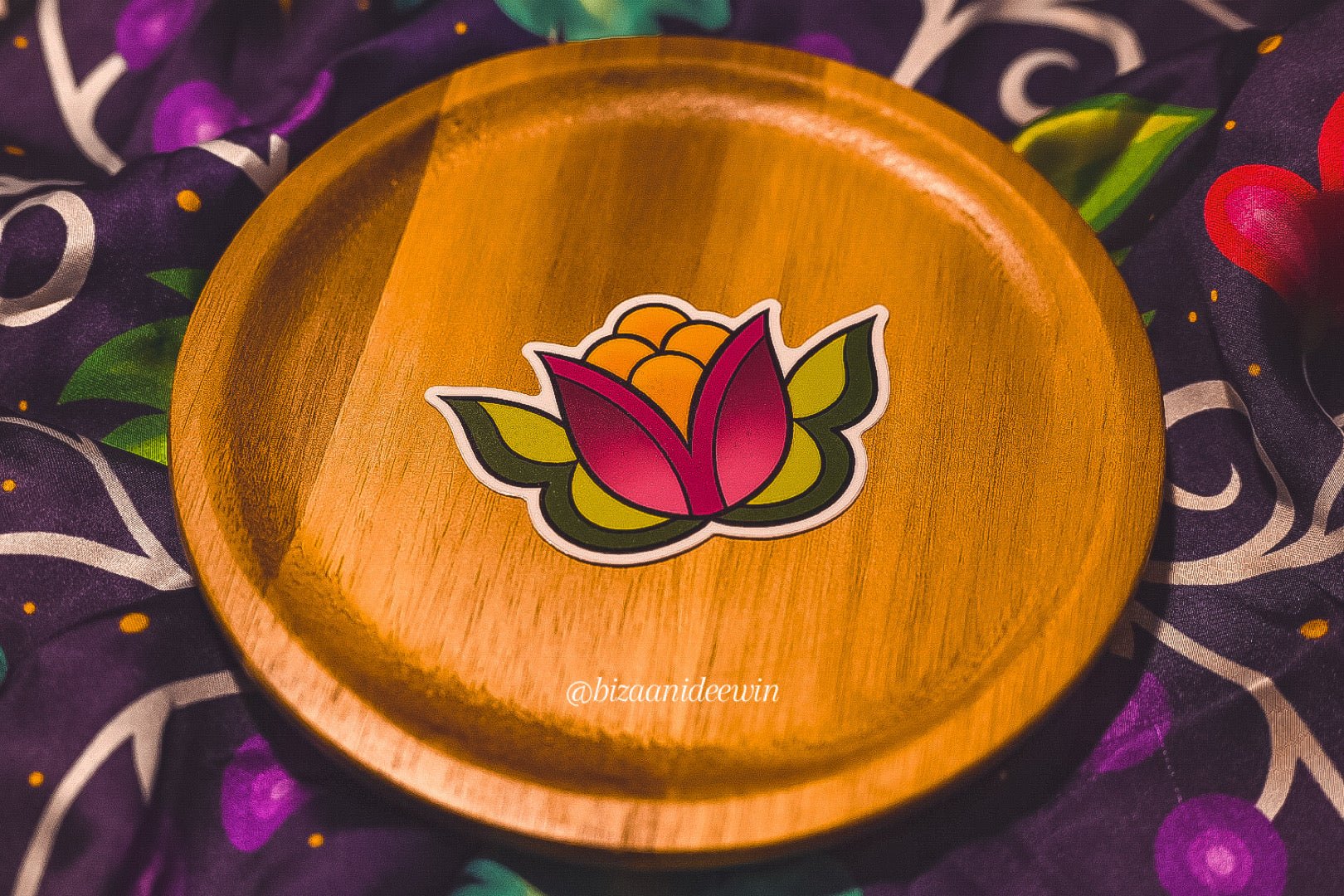 Magenta Tulip Ojibwe Floral Pattern Sticker
