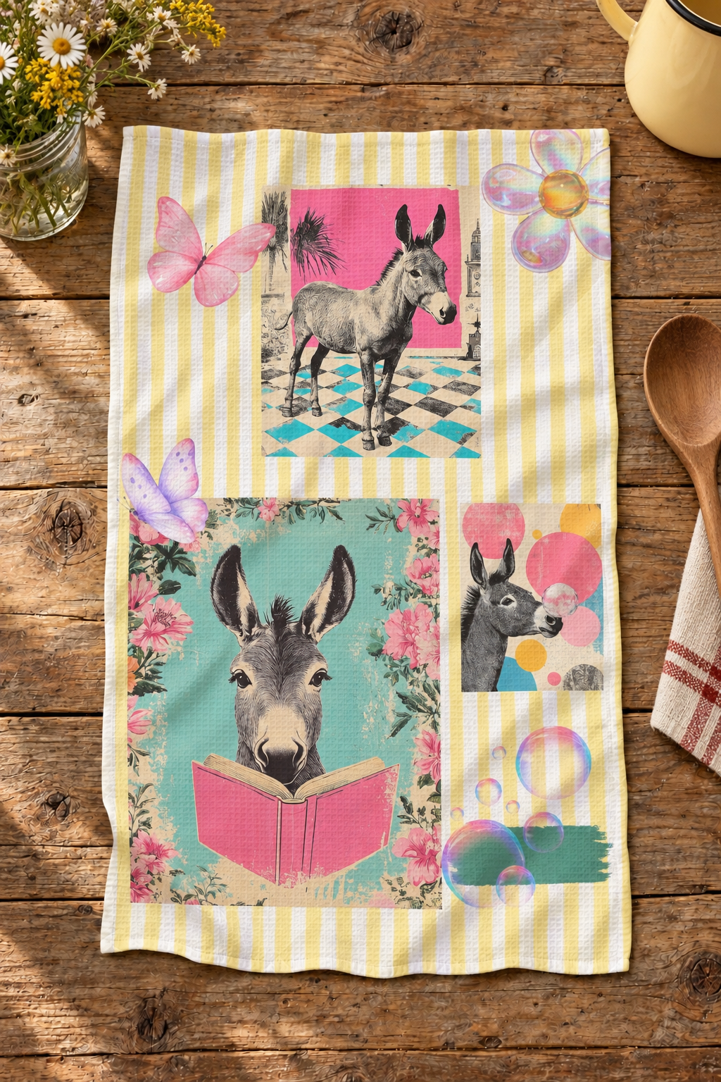 Baha Ranch Donkey Smiles Set of 2 (same) Kitchen Towels Made in America