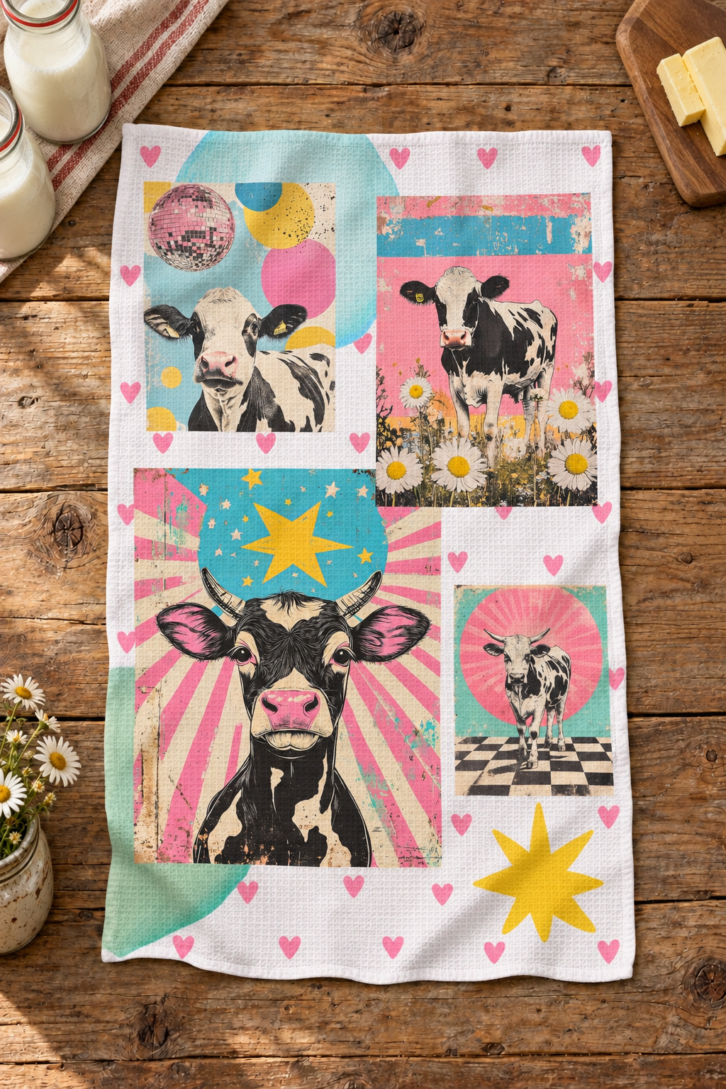 Baha Ranch Cows Set of 2 Dish Towels (same) Kitchen Towel Made in America