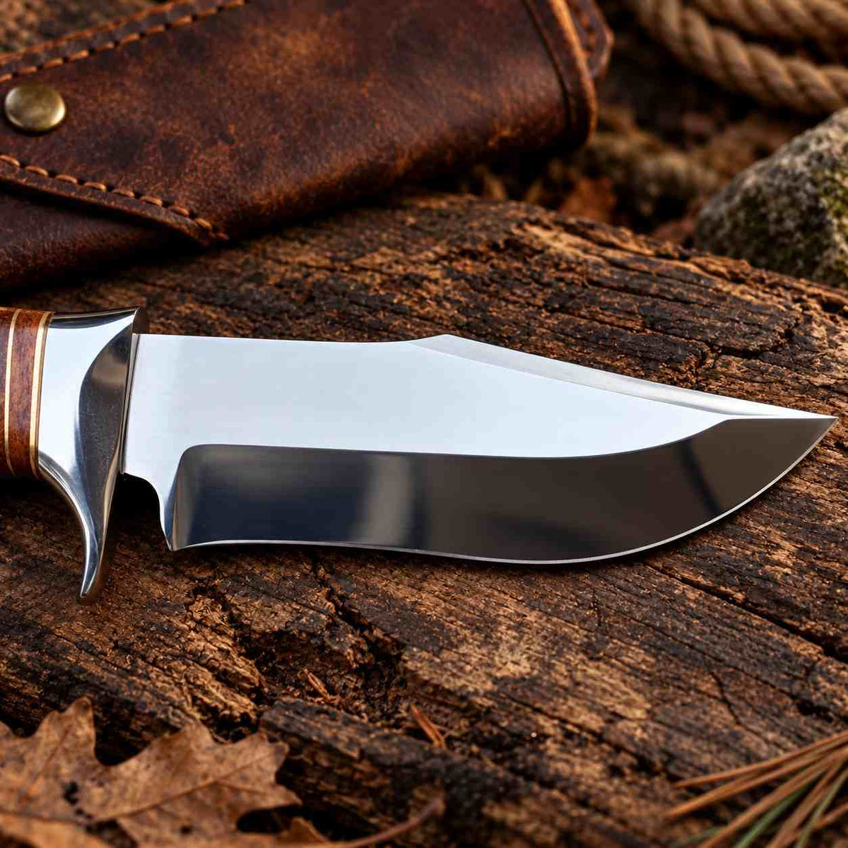 Handcrafted D2 Hunting Knife with Stag Antler Handle and Custom Leather Sheath
