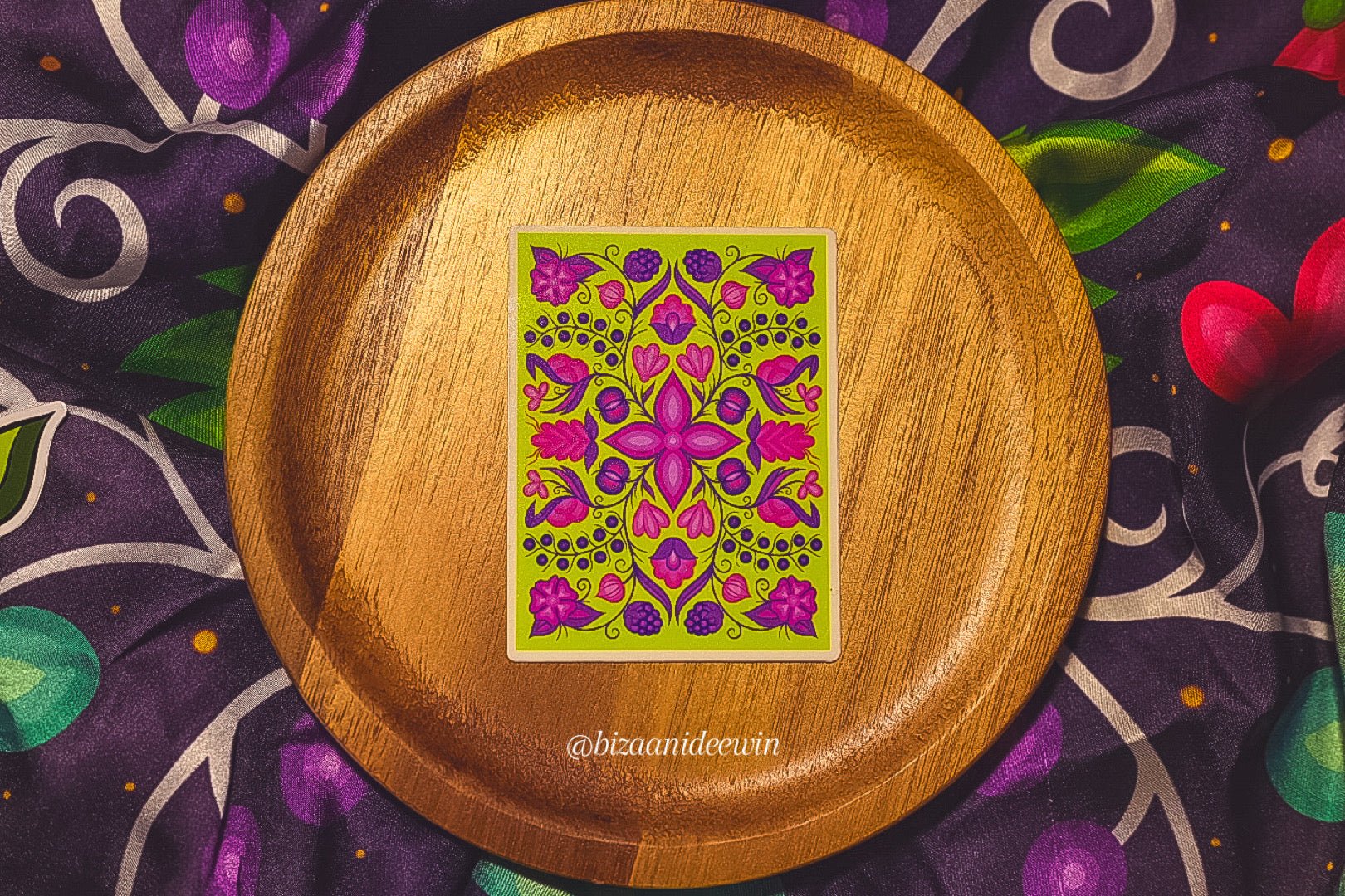 Neon Ojibwe Floral Pattern Sticker