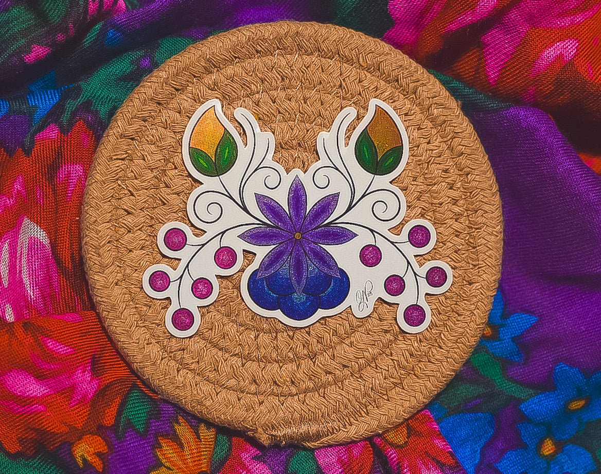 Pink Berries Ojibwe Floral Sticker