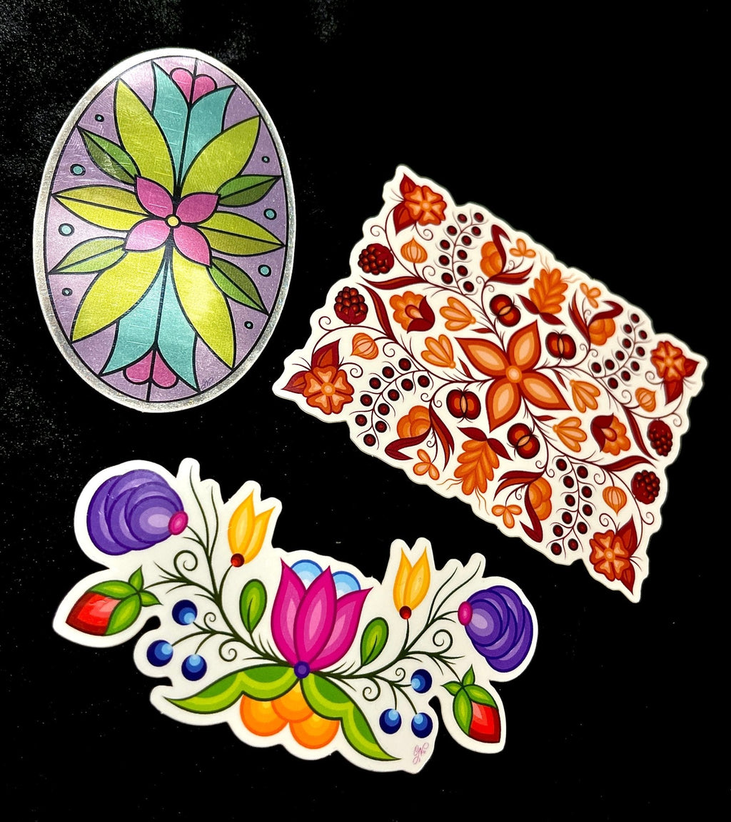 Pink/Orange Ojibwe Floral Sticker