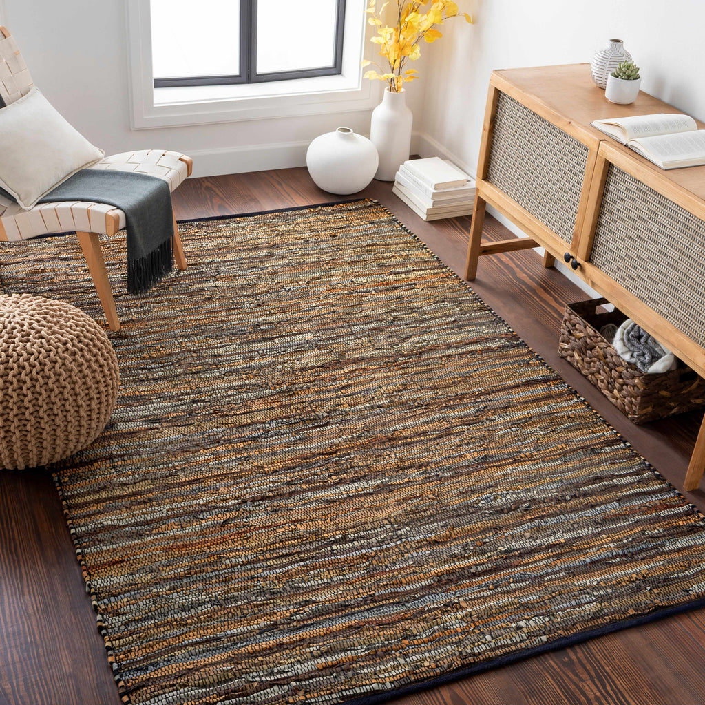 Hand Woven Leather Rag Rug