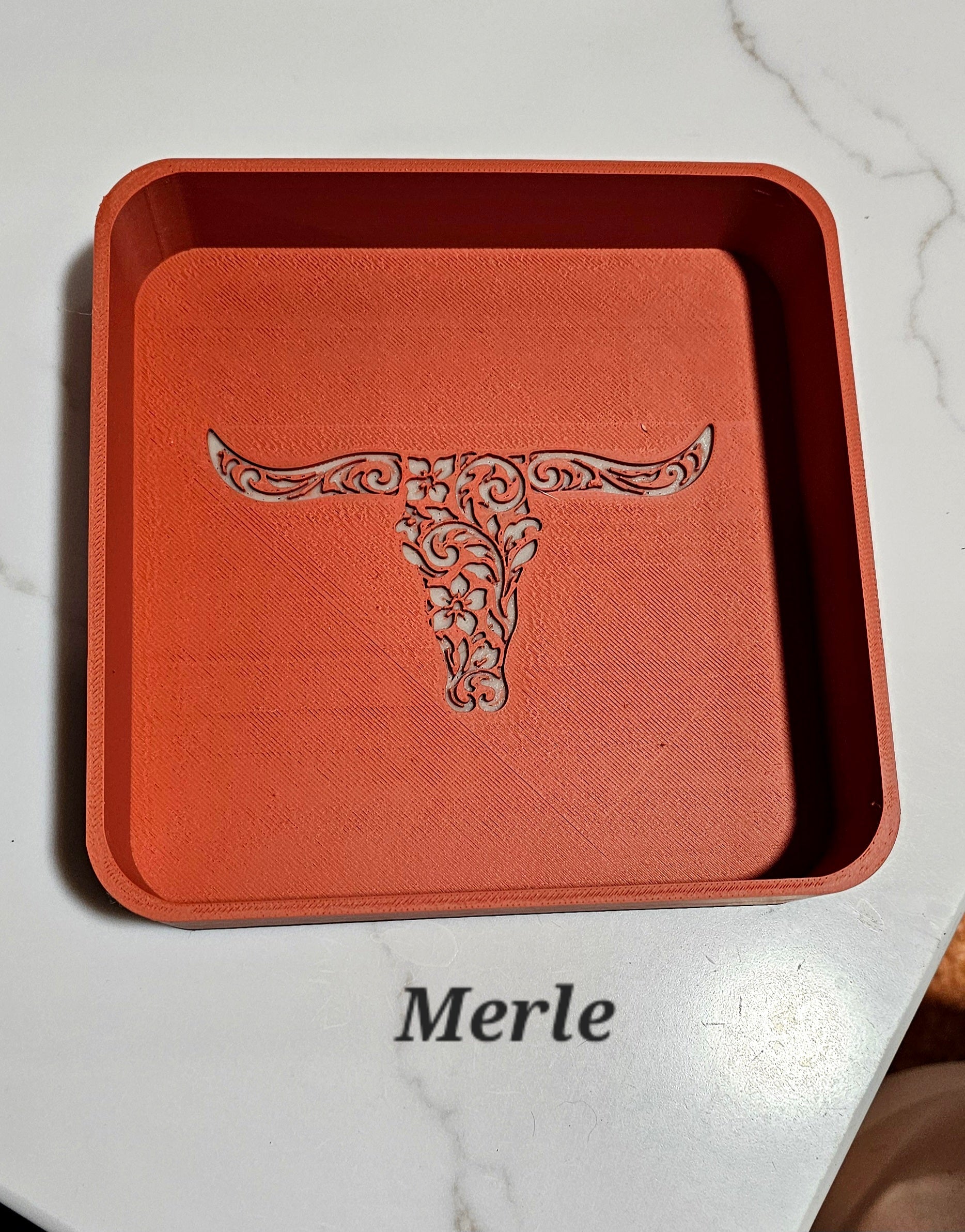 Baha Ranch 3d Print Western Longhorn Cowboy Cowgirl Accessory Tooled Tray