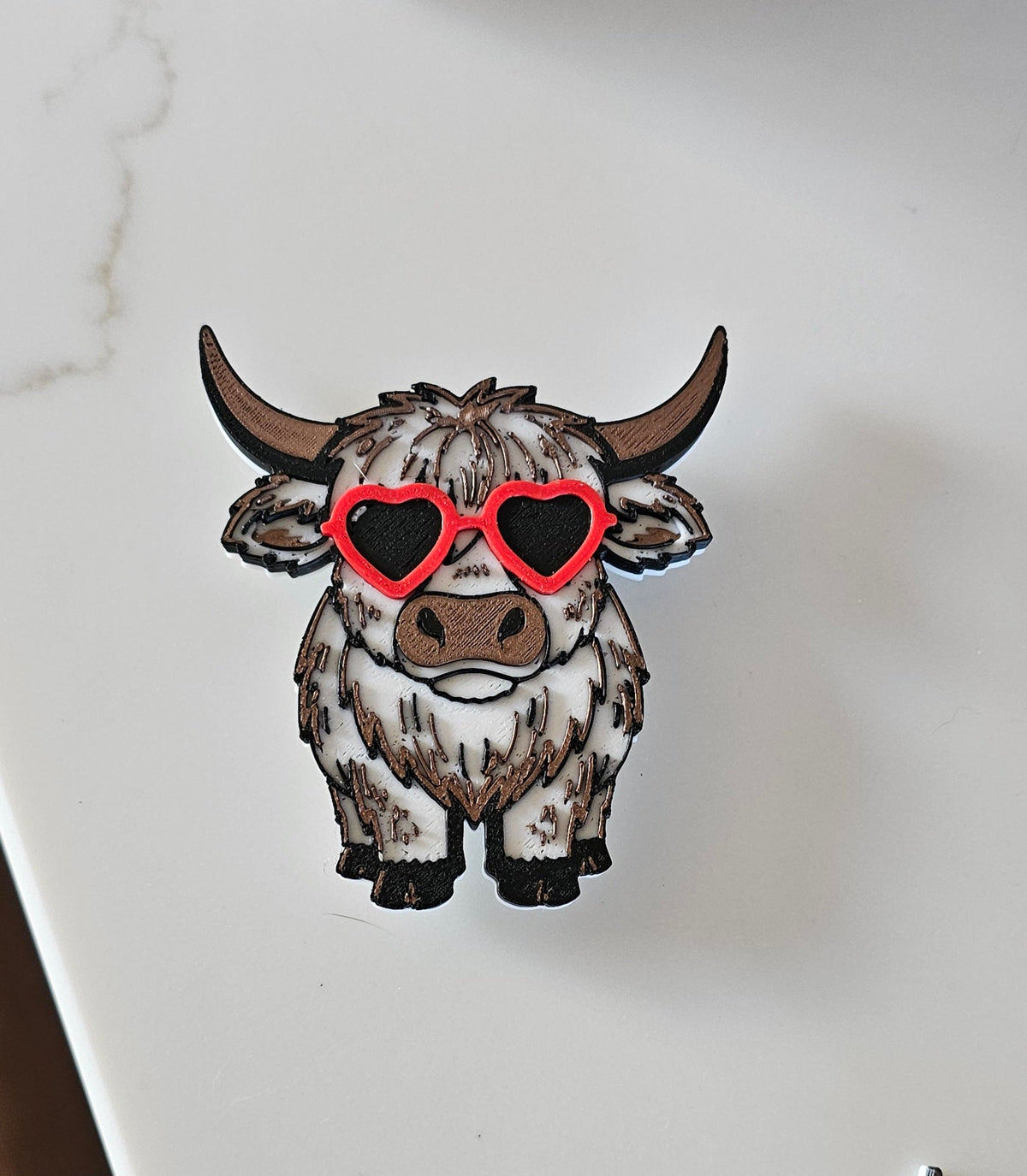 3d Printed Cool Highland Cow Hat Pin Made in America