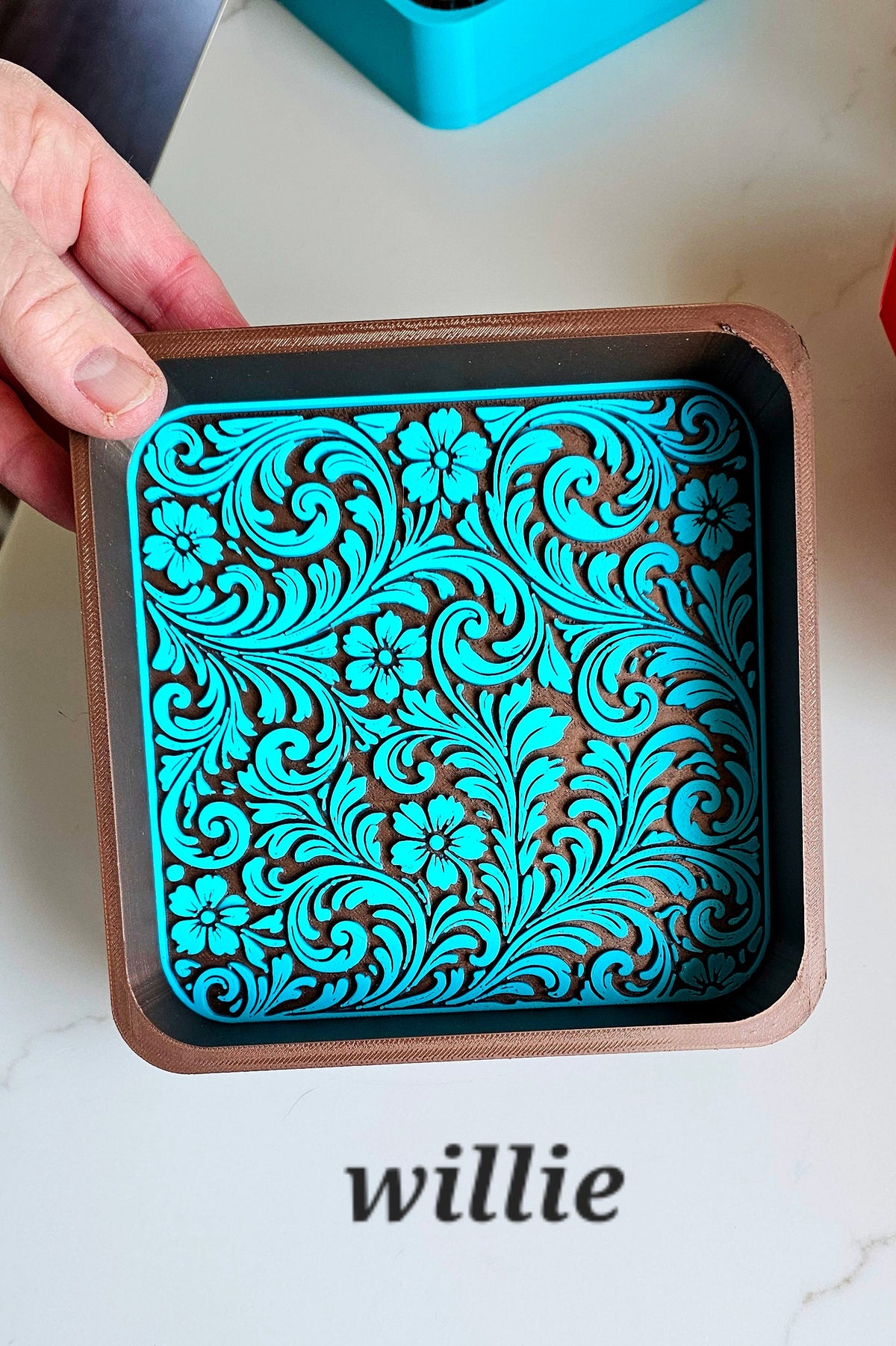 Baha Ranch 3d Print Western Longhorn Cowboy Cowgirl Accessory Tooled Tray